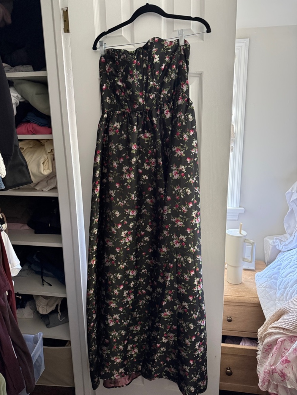 Lulu's Black Floral Strapless Wedding Guest Dress - Picture 5 of 5